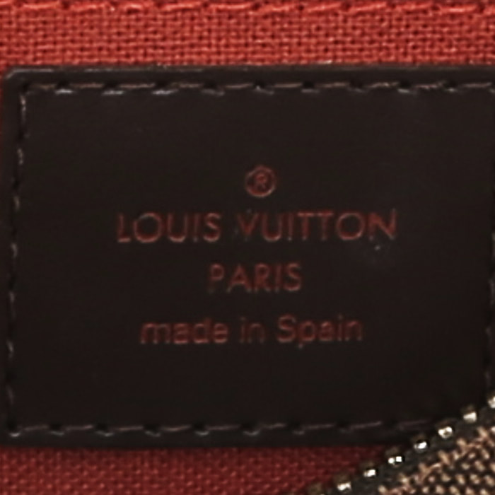 Borsa Louis Vuitton  Ribera mini  in tela cerata con motivo a scacchi ebano e pelle marrone - Detail D3