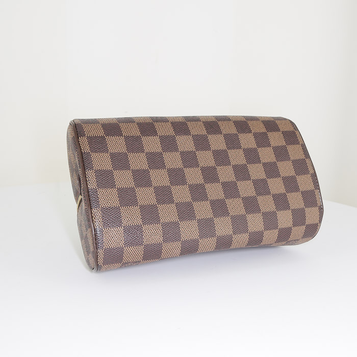 Borsa Louis Vuitton  Ribera mini  in tela cerata con motivo a scacchi ebano e pelle marrone - Detail D4
