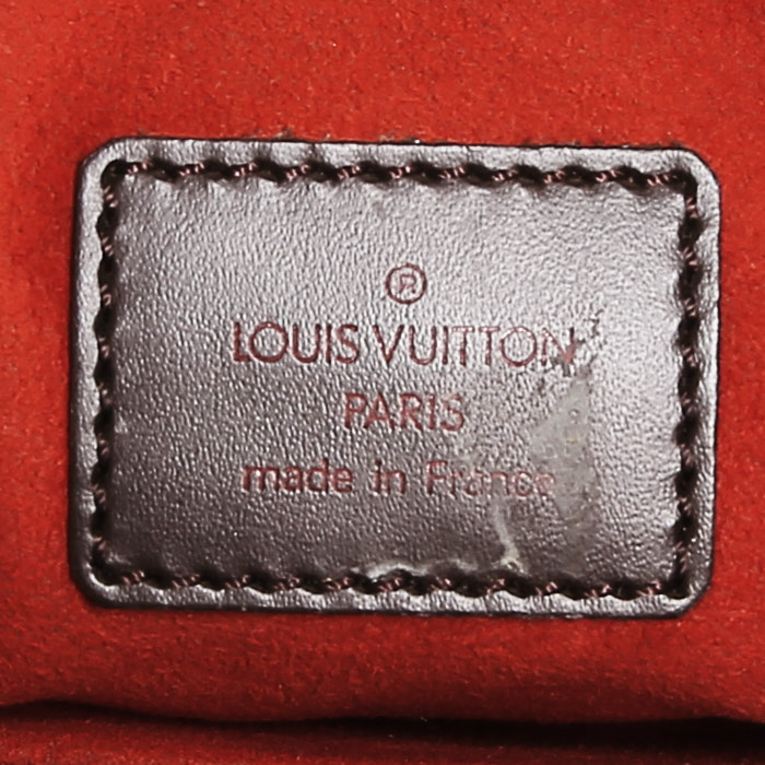 Sac à main Louis Vuitton  Sarria en toile damier ébène et cuir marron - Detail D3