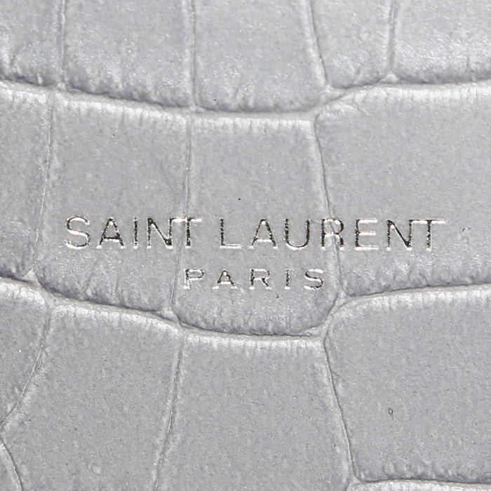 Sac à main Saint Laurent  Sac de jour en cuir gris - Detail D4