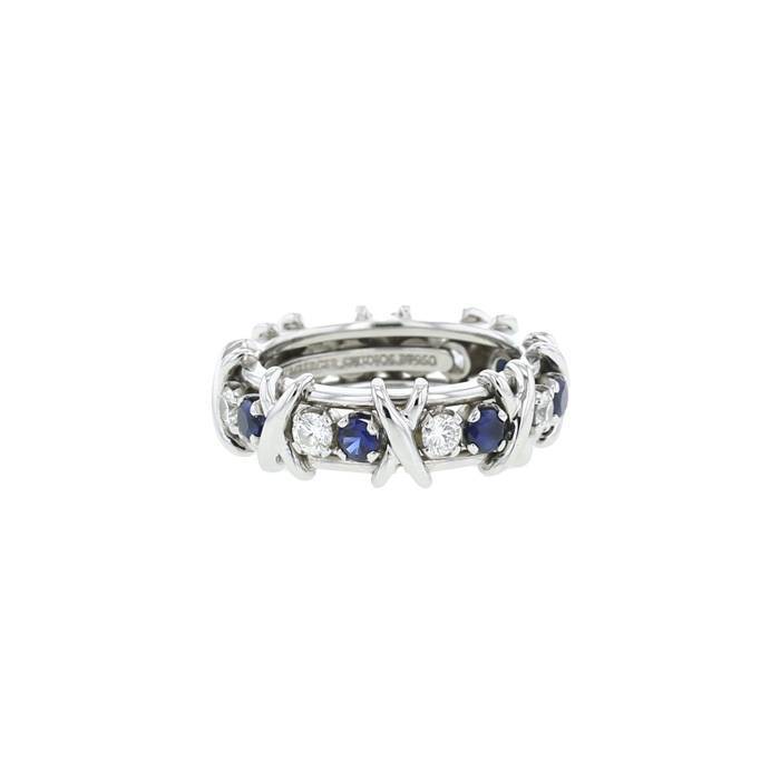 Tiffany & Co  ring in platinium, diamonds and sapphires - 00pp