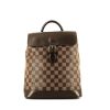 Louis Vuitton  Soho backpack  in ebene damier canvas  and brown leather - 360 thumbnail