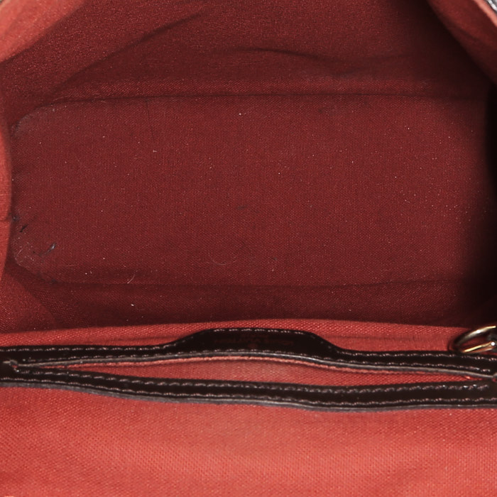 Mochila Louis Vuitton  Soho en lona a cuadros ébano y cuero marrón - Detail D2