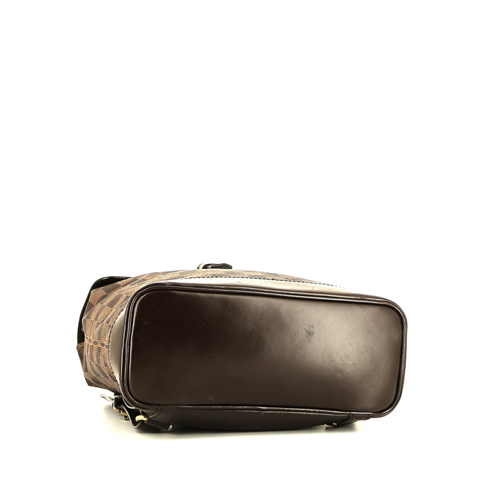 Louis Vuitton  Soho backpack  in ebene damier canvas  and brown leather - Detail D4