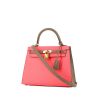 Hermès  Kelly 25 cm handbag  in azalea pink and etoupe epsom leather - 00pp thumbnail