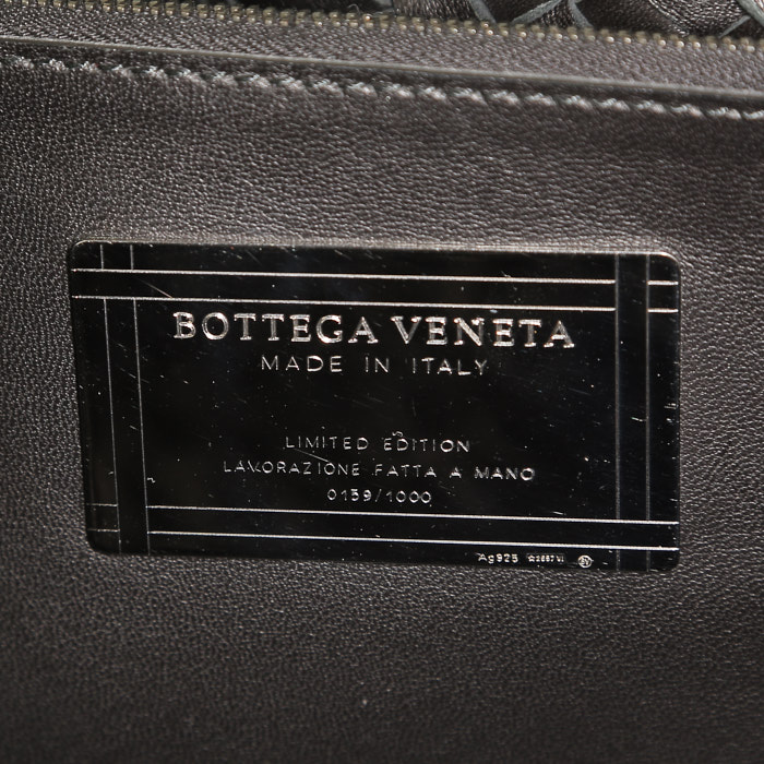 Sac cabas Bottega Veneta en cuir intrecciato noir - Detail D3