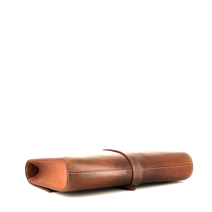 Porte-documents Hermès  Étrivière business en cuir Swift gold - Detail D4