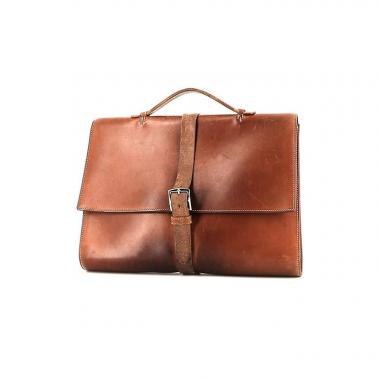 Porta-documentos Hermès  Étrivière business en cuero swift color oro