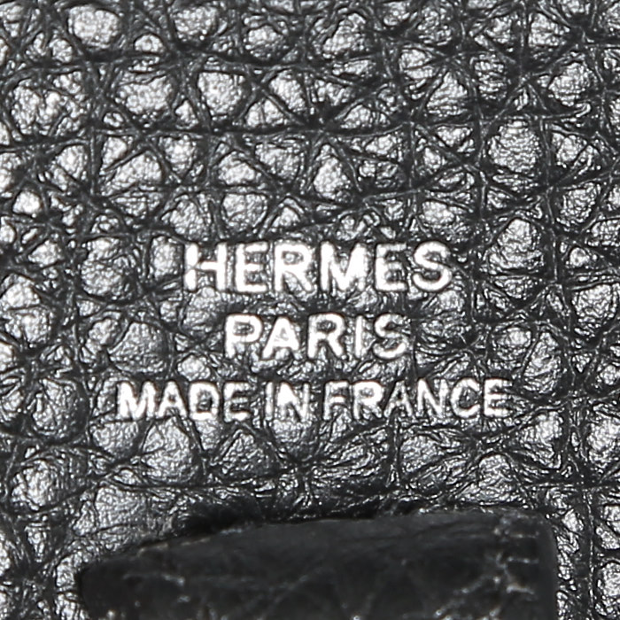 Bolso bandolera Hermès  Mini Evelyne en cuero togo negro - Detail D3