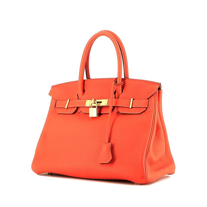 Hermès  Birkin 30 cm handbag  in orange Capucine togo leather - 00pp