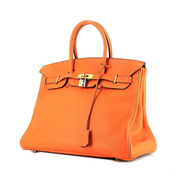 Borsa Hermès  Birkin 35 cm in pelle taurillon clemence arancione - 00pp