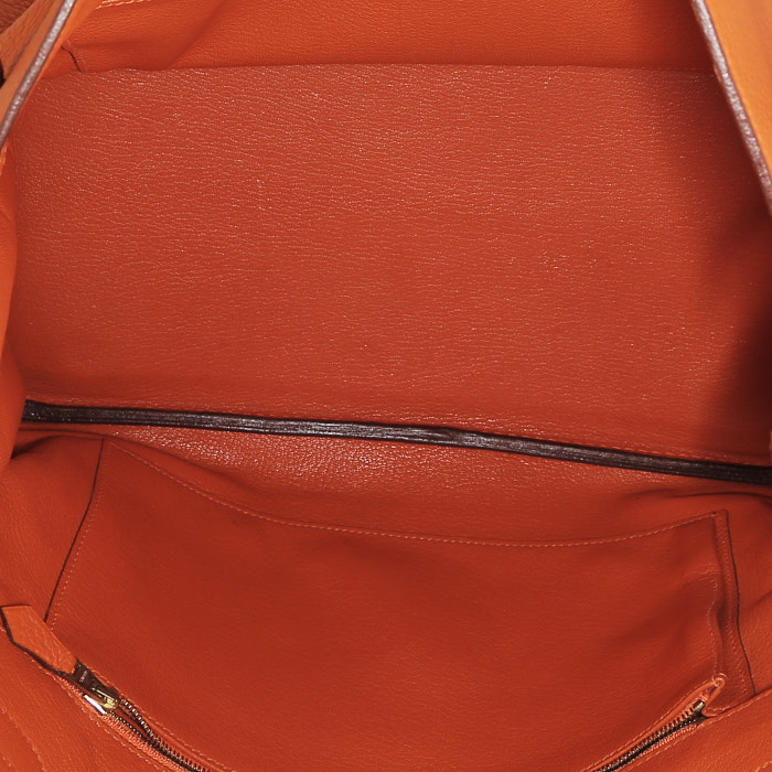 Sac à main Hermès  Birkin 35 cm en cuir taurillon clémence orange - Detail D2