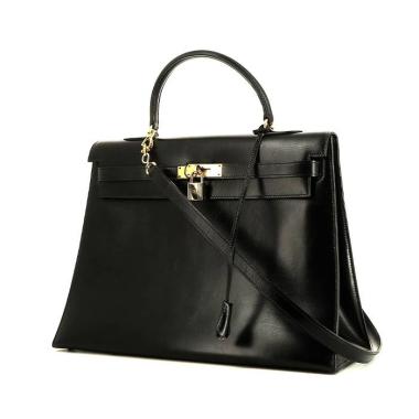 Bolso de mano Hermès  Kelly 35 cm en cuero box negro