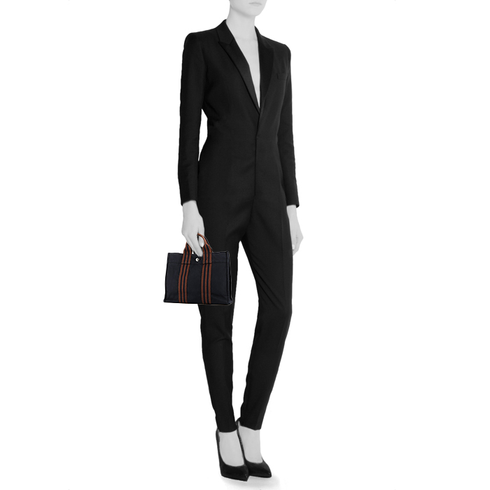 Bolso Cabás Hermès  Toto Bag - Shop Bag en lona azul - Detail D1