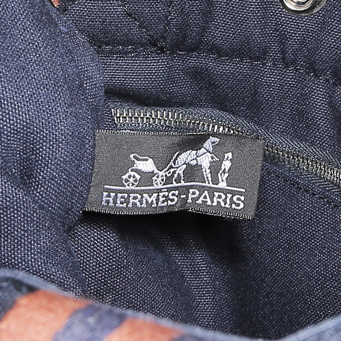 Sac cabas Hermès  Toto Bag - Shop Bag en toile bleue - Detail D3