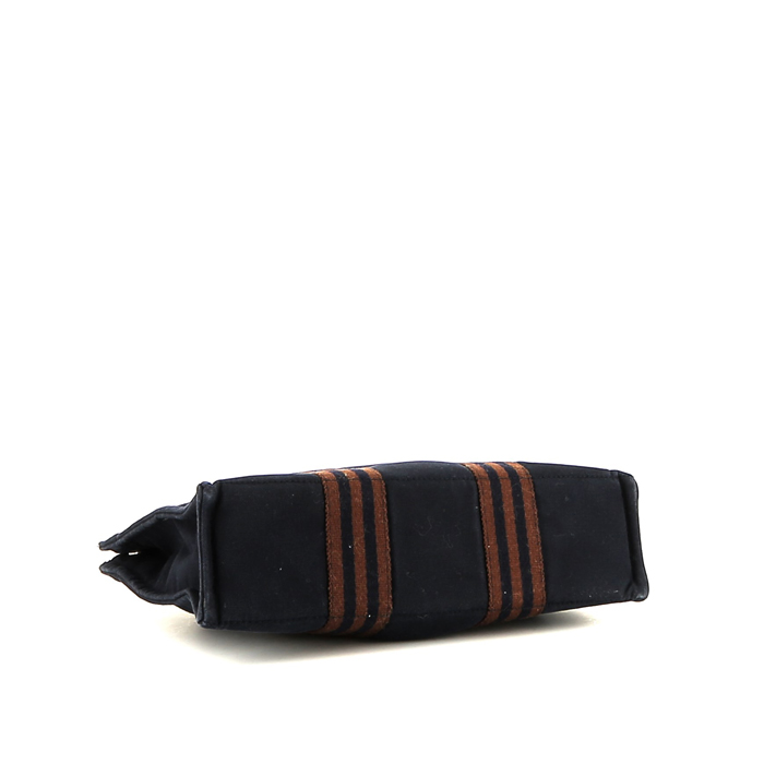 Hermès  Toto Bag - Shop Bag shopping bag  in blue canvas - Detail D5