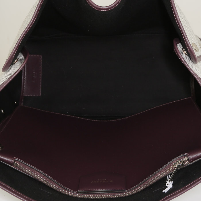 Shopping bag Givenchy   in tela beige e pelle bordeaux - Detail D2