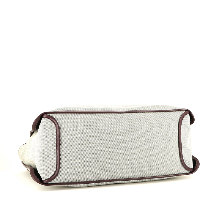 Sac cabas Givenchy   en toile beige et cuir bordeaux - Detail D4