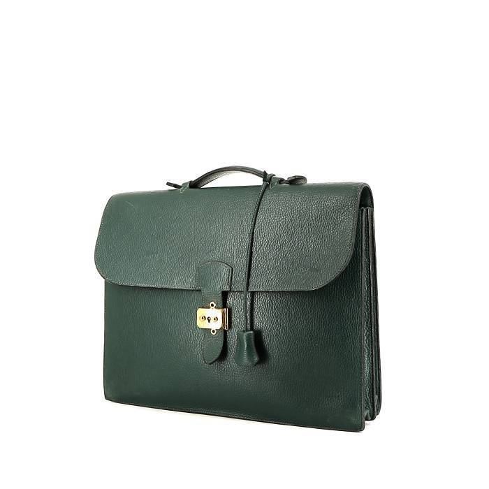 Sac À Dépêches Briefcase In Green Fjord Leather