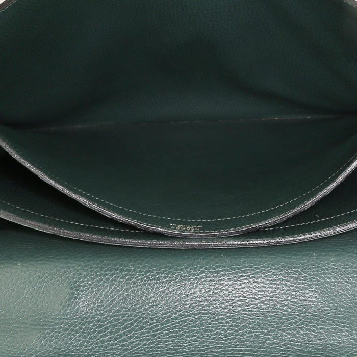 Hermès  Sac à dépêches briefcase  in green Fjord leather - Detail D2