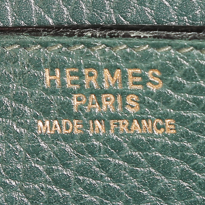 Porte-documents Hermès  Sac à dépêches en cuir Fjord vert-sapin - Detail D3
