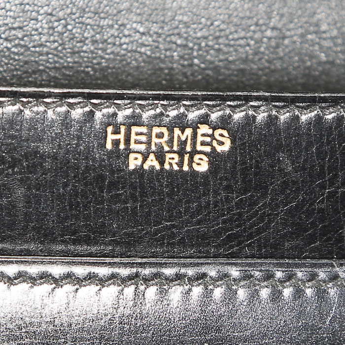Bolso de mano Hermès  Vintage en cuero box negro - Detail D3