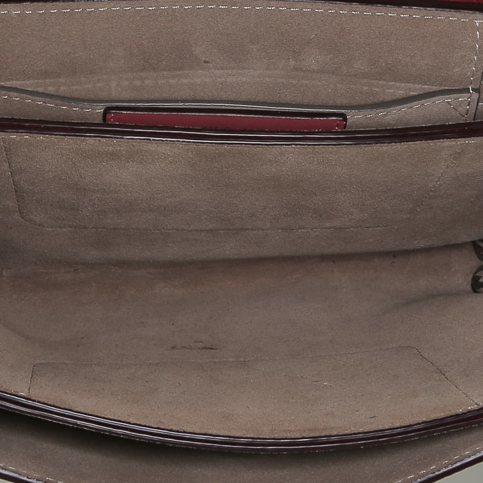 Bolso bandolera Chloé  Faye en cuero liso rosa y cuero granulado rojo - Detail D3