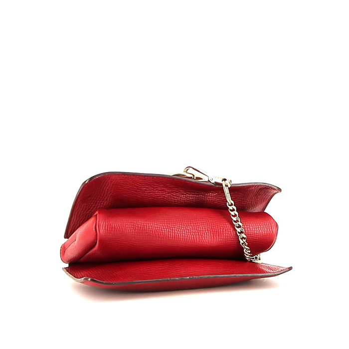 Bolso bandolera Chloé  Faye en cuero liso rosa y cuero granulado rojo - Detail D4