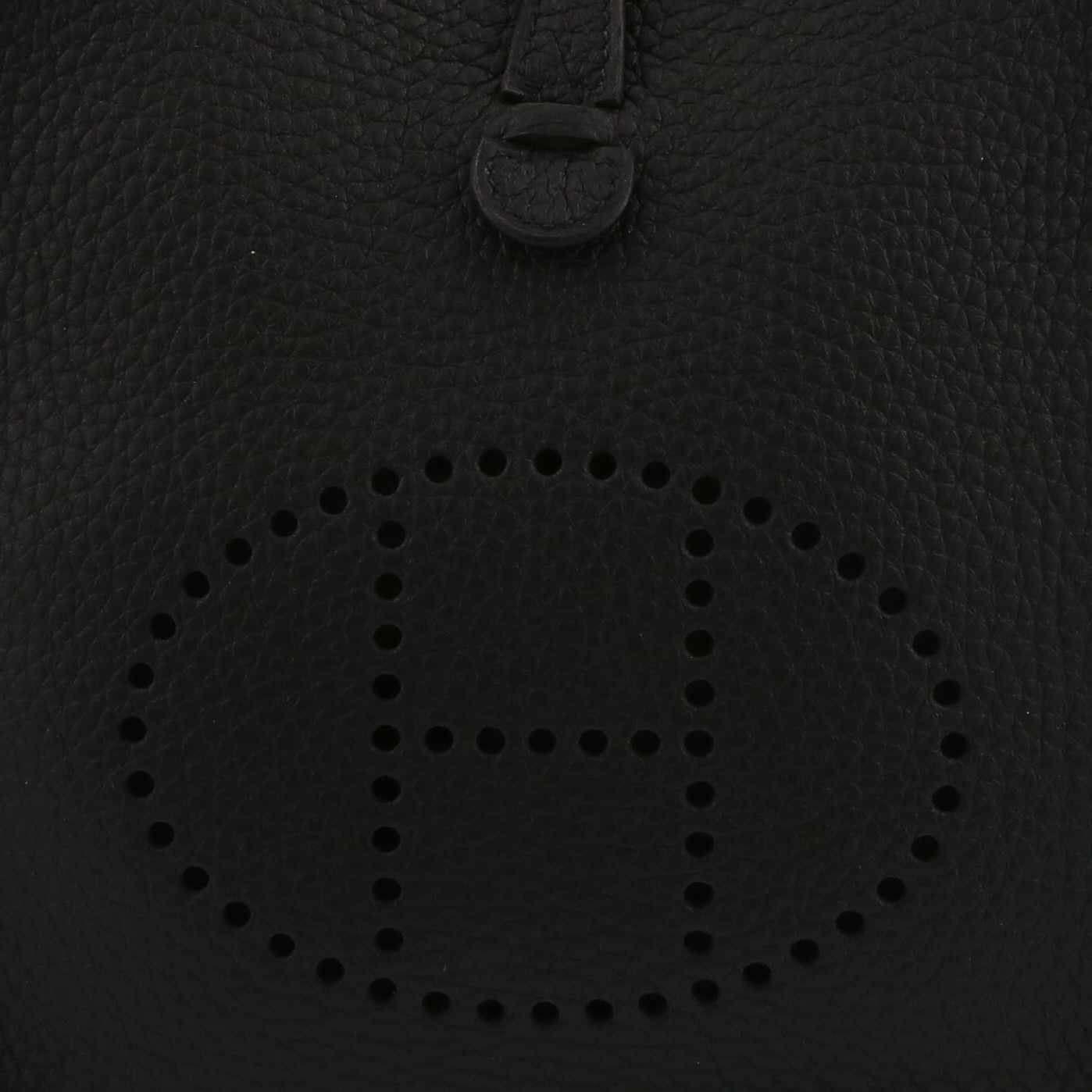Hermès  Mini Evelyne shoulder bag  in black leather taurillon clémence  and black canvas - Detail D1