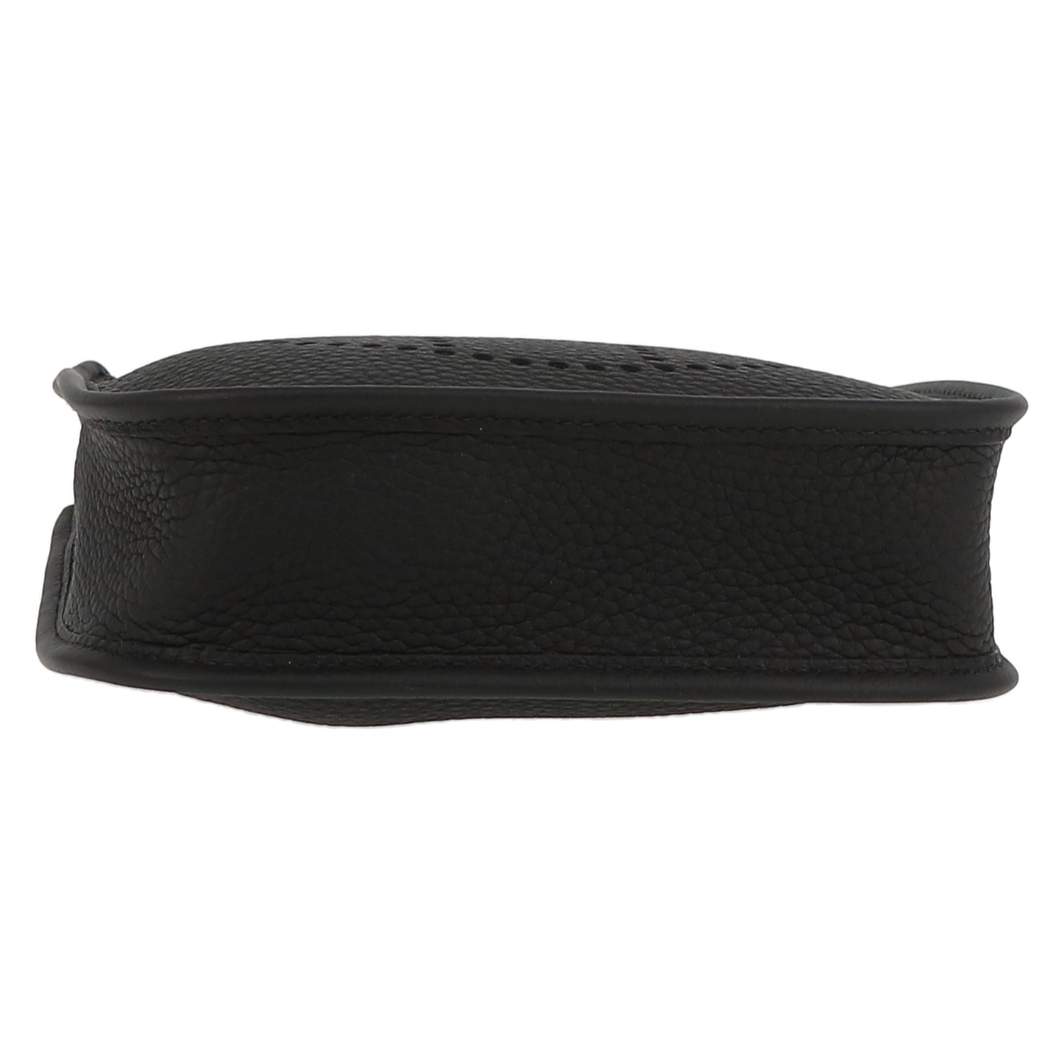 Hermès  Mini Evelyne shoulder bag  in black leather taurillon clémence  and black canvas - Detail D4