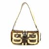 Dior Flight handbag in chocolate brown suede and off-white whool - 360 thumbnail