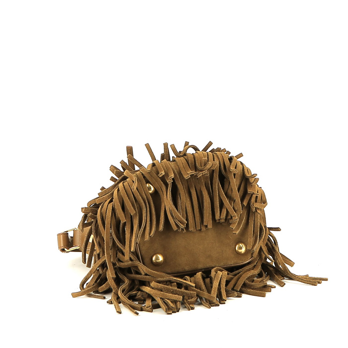 Saint Laurent Emmanuelle handbag  in brown suede - Detail D5