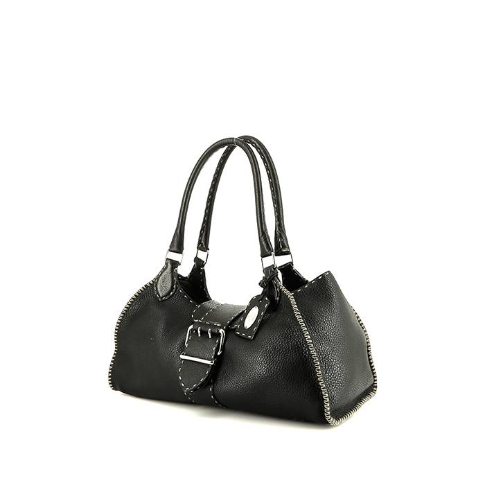 Fendi  Selleria handbag  in black grained leather - 00pp
