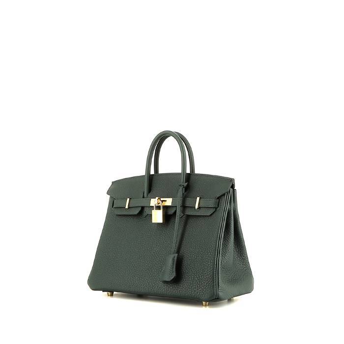 Hermes Hermès Birkin 25 Green Leather Handbag ()