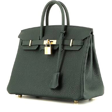 Sac à main Hermès  Birkin 25 cm en cuir togo vert Cyprès