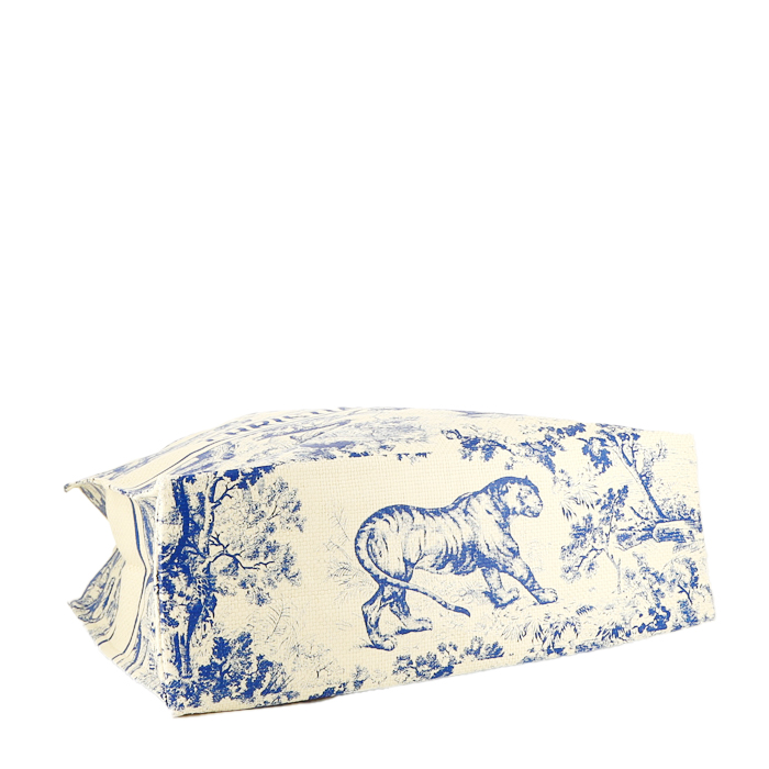 Shopping bag Dior   in rafia beige e blu - Detail D4