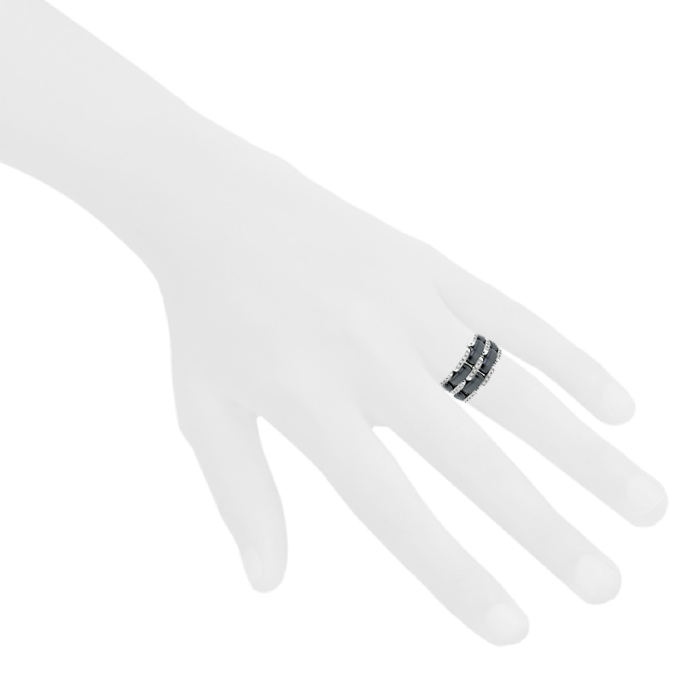 Anello Chanel Ultra modello grande in oro bianco, ceramica nero e diamanti - Detail D1