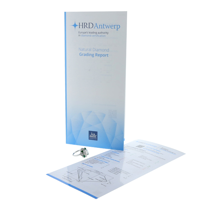 Anello Mellerio  in platino, diamanti e smeraldo - Detail D2