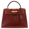 Hermès  Kelly 28 cm handbag  in brown alligator - Detail D2 thumbnail
