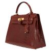Hermès  Kelly 28 cm handbag  in brown alligator - Detail D3 thumbnail