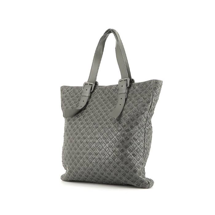 Bottega Veneta   shopping bag  in grey intrecciato leather - 00pp