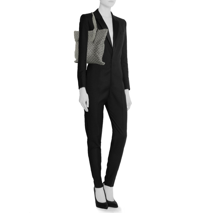 Sac cabas Bottega Veneta   en cuir intrecciato gris - Detail D1