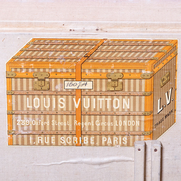 Malle Louis Vuitton   en toile imprimée à motif rayé et métal - Detail D2