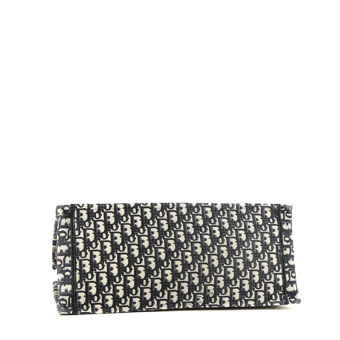 Sac cabas Dior  Book Tote grand modèle  en toile monogram Oblique bleue et beige - Detail D4