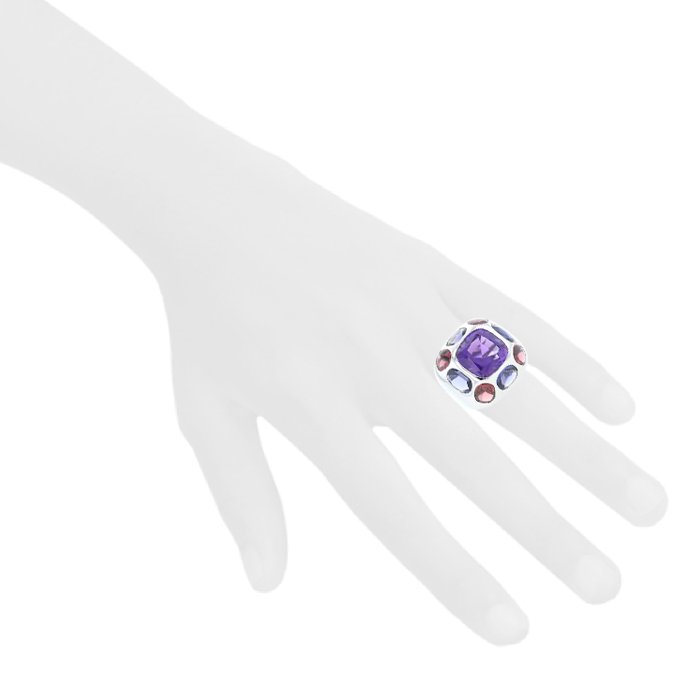 Chanel Baroque large model ring in white gold, tourmaline and amethysts - Detail D1