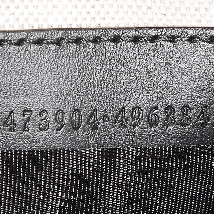 Gucci  L'Aveugle par Amour pouch  in beige monogram canvas  and black leather - Detail D3