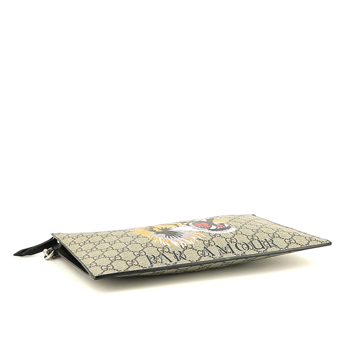 Pochette Gucci  L'Aveugle par Amour in tela monogram beige e pelle nera - Detail D4