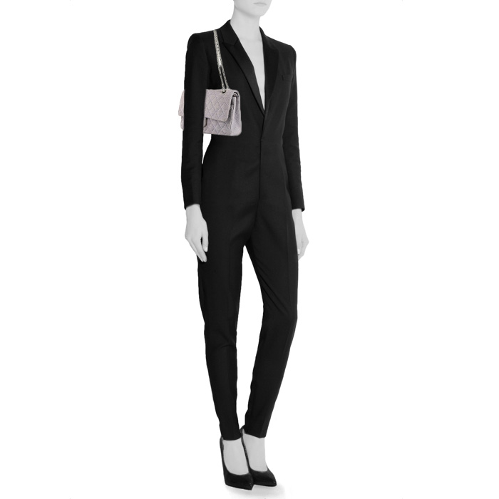 Chanel  Timeless Classic handbag  in purple jersey canvas - Detail D1