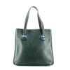 Shopping bag Hermès Victoria in pelle Fjord verde e pelle Courchevel blu - 360 thumbnail