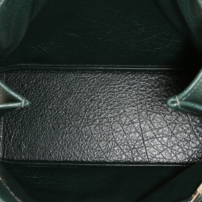Hermès Victoria shopping bag  in green Fjord leather  and blue Courchevel leather - Detail D2